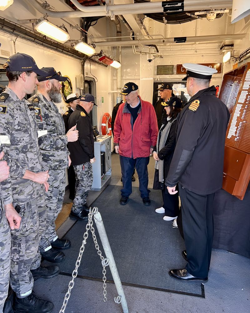 The Governor and Dr Walters say farewell to crew on HMAS Canberra