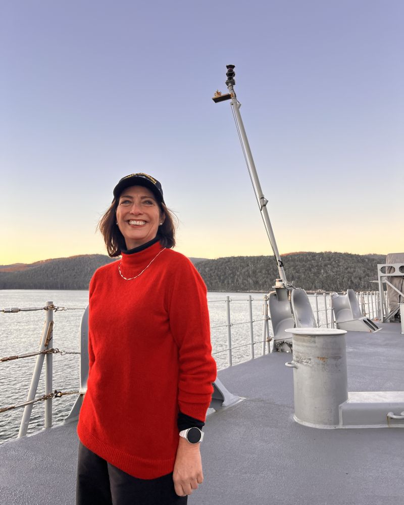 The Governor on the deck of HMAS Canberra
