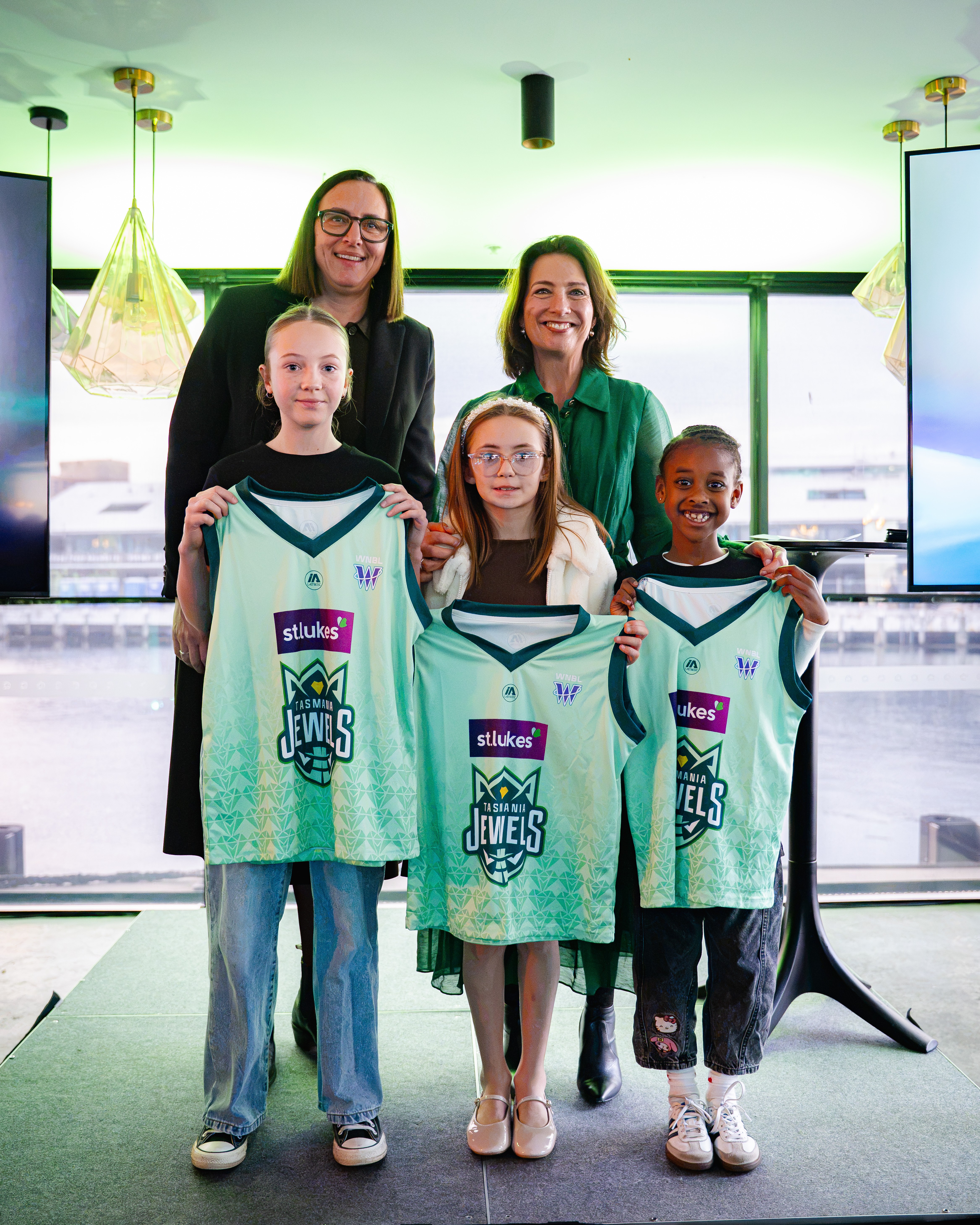 The Governor with Tasmania Jewels coach Claudia Brassad and mini-Jewelsia