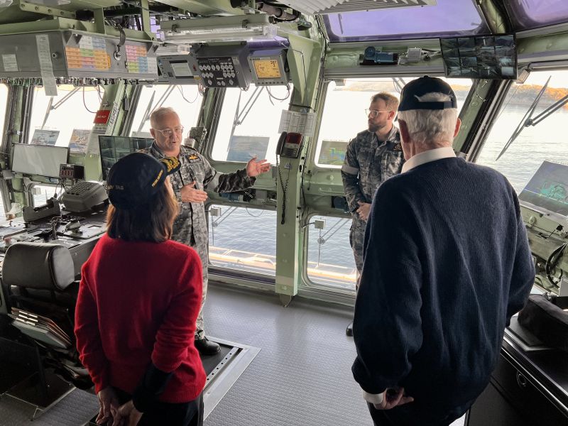 The Governor and Dr Walters on board HMAS Canberra