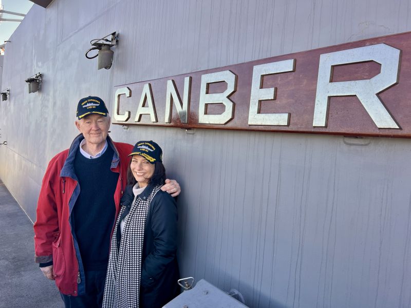 The Governor and Dr Walters on board HMAS Canberra