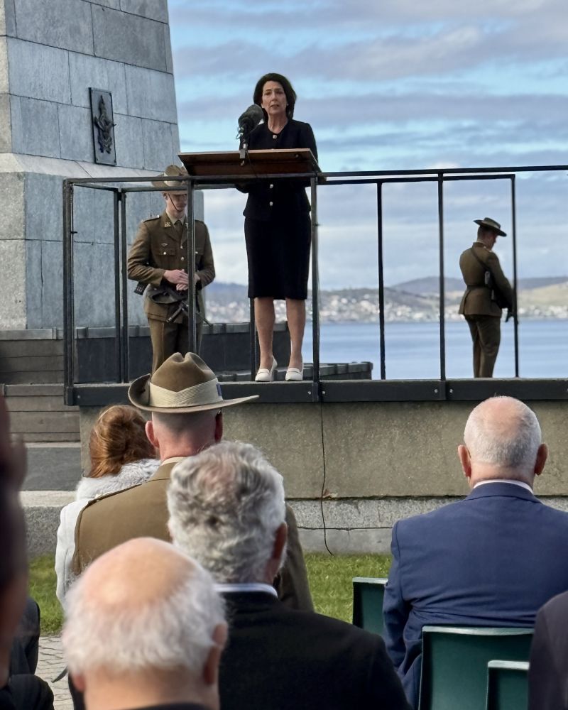 The Governor speaks at a commemoration service at the Hobart Cenotaph