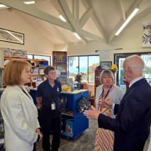 Her Excellency and Professor Chalmers with volunteers from Bridport Innovations
