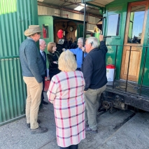 Her Excellency viewing a locomotive at the Sheffield Steam and Heritage Centre.