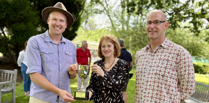 Her Excellency hands over the Governor's Cup to the Officer's Mess