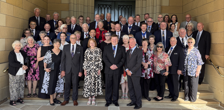 Her Excellency and Professor Chalmers with attendees at the afternoon tea for Freemasons Tasmania