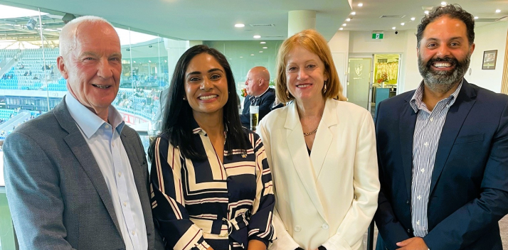 Her Excellency and Professor Chalmers with the Honorary Consul for India in Tasmania