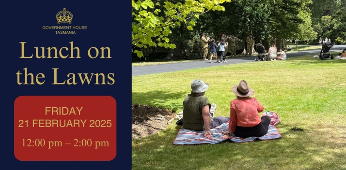 People enjoying a picnic on the lawn at Government House