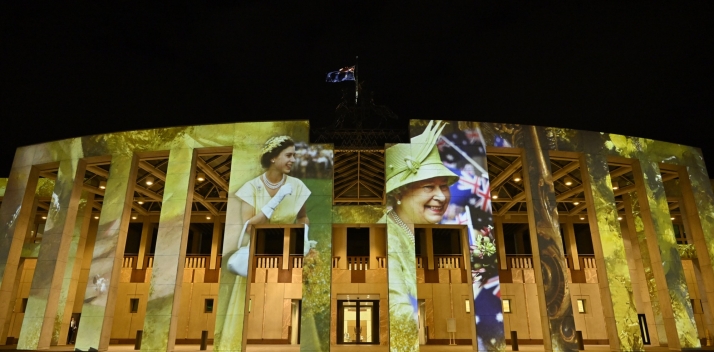 Parliament House ACT during mourning period