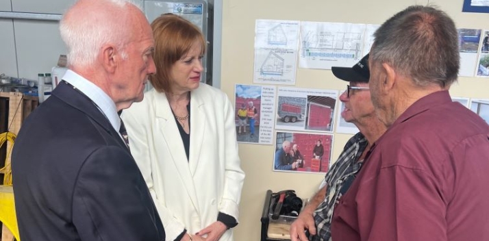 Her Excellency and Professor Chalmers meeting volunteers at the Great Lake Community Centre
