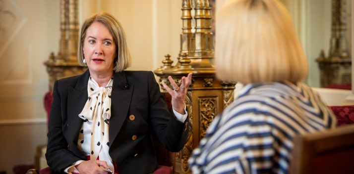 Elizabeth Broderick AO in conversation with Ally Bradley at the luncheon.