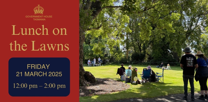 People enjoying a picnic on the lawn at Government House