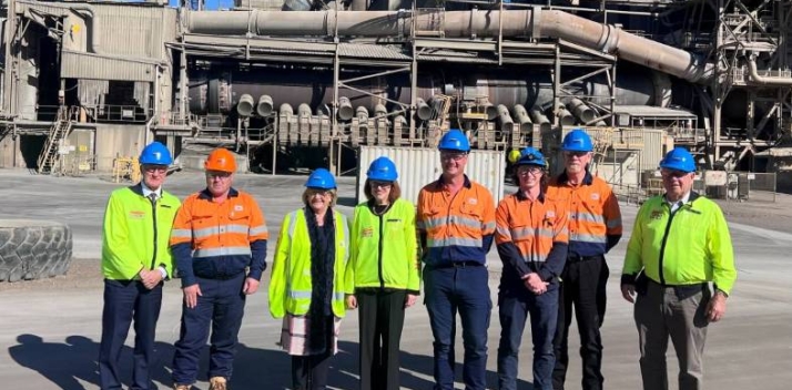 Her Excellency, Professor Chalmers and staff at Cement Australia in Railton