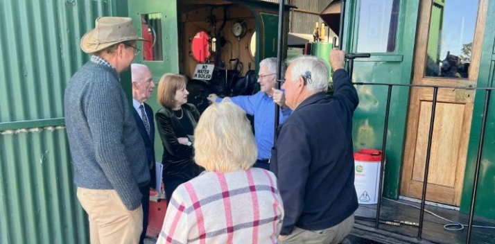 Her Excellency viewing a locomotive at the Sheffield Steam and Heritage Centre