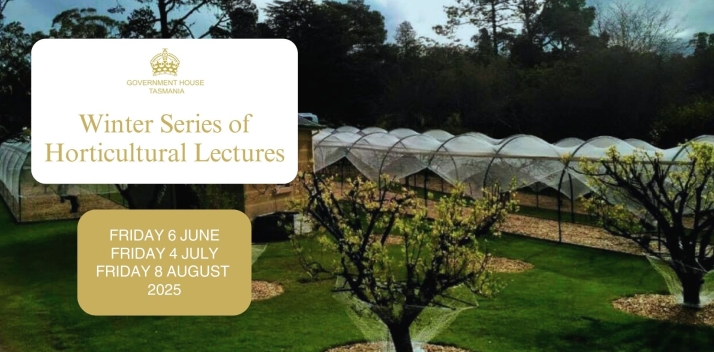 The Government House orchard with text saying Winter Series of Horticultural Lectures