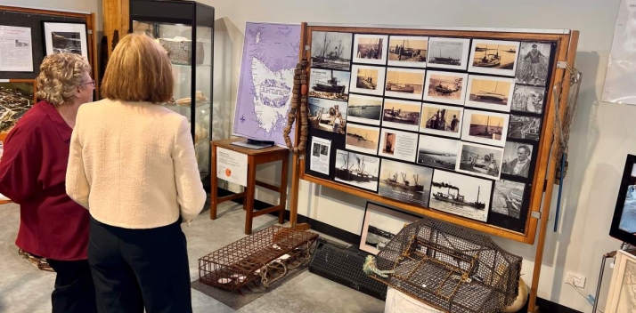 Her Excellency looking at a maritime display