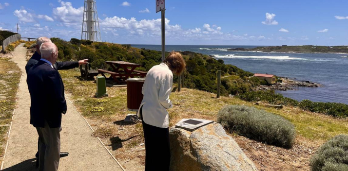 The Governor and Professor Chalmers in Currie, King Island