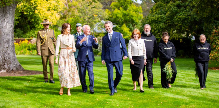 Her Excellency, Professor Chalmers and Their Majesties at the Welcome to Country on Government House lawns