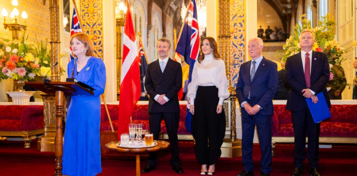 Her Excellency, Professor Chalmers, Their Majesties and the Premier in the Ballroom at Government House
