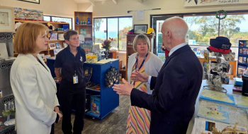Her Excellency and Professor Chalmers with volunteers from Bridport Innovations