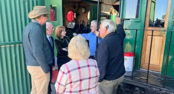 Her Excellency viewing a locomotive at the Sheffield Steam and Heritage Centre.