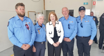 Her Excellency with Tasmania Fire Service volunteers in Swansea
